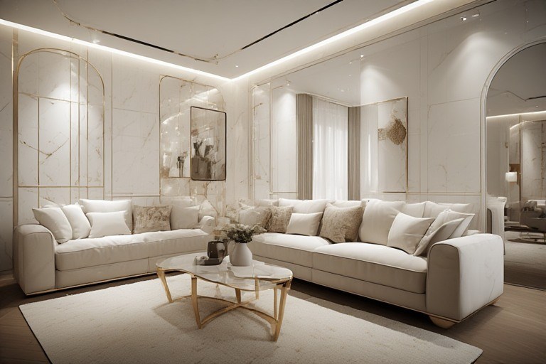 Glossy wall design for hall