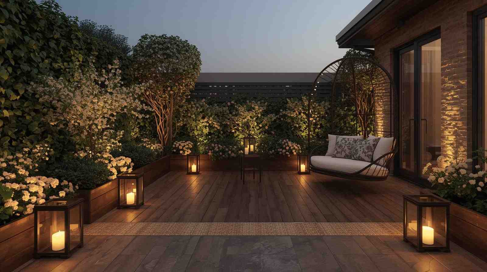 Romantic Terrace Garden Setup Design