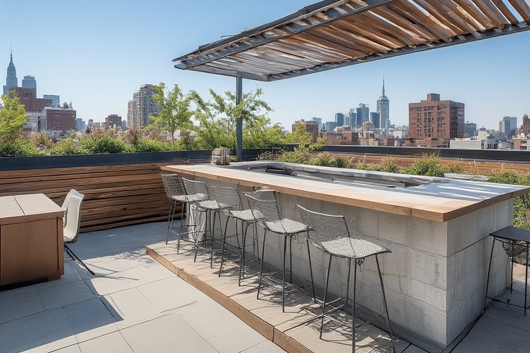 Rooftop Bar with Easy-Clean Outdoor Tiles