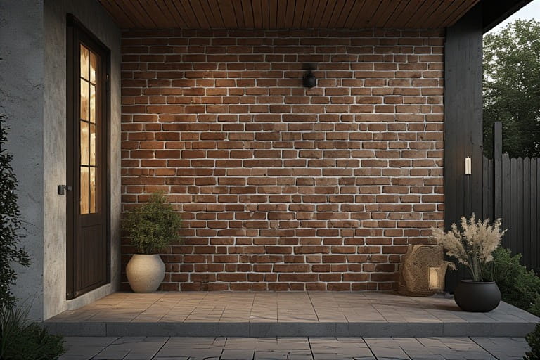 Rustic Brick-Effect Portico Wall Tiles Design