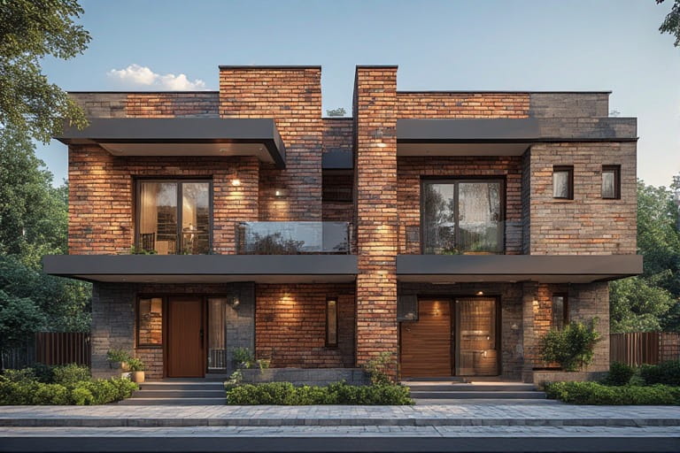 Rustic Charm with Brick Look Elevation Tiles