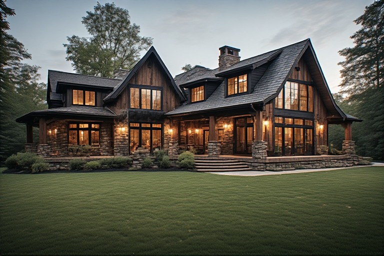 Rustic House Design with Warm Lighting