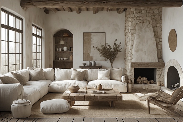 Rustic House Design For Living Room with Textures