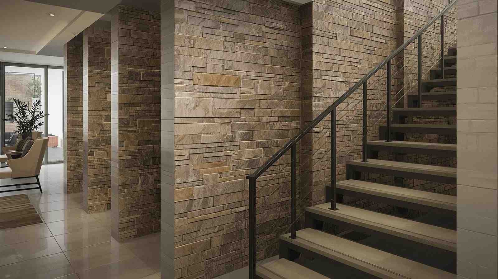 Rustic Stone-look Tiles in Partition Design