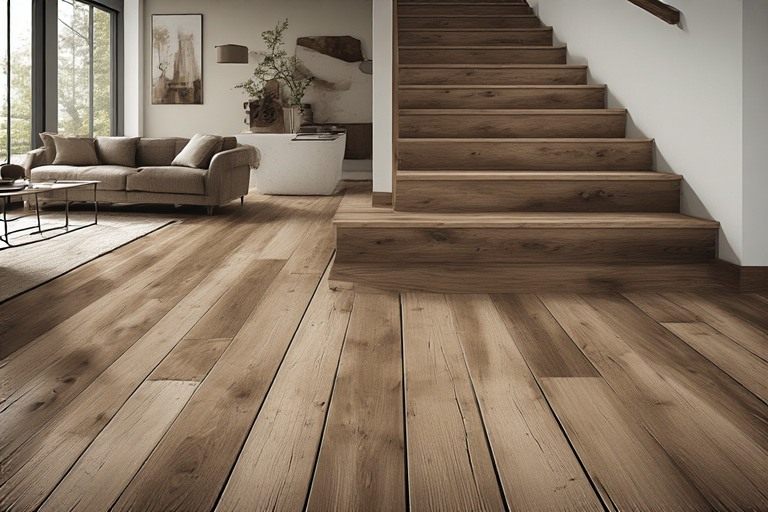 Rustic wood finish rough tiles for stairs with anti slip texture