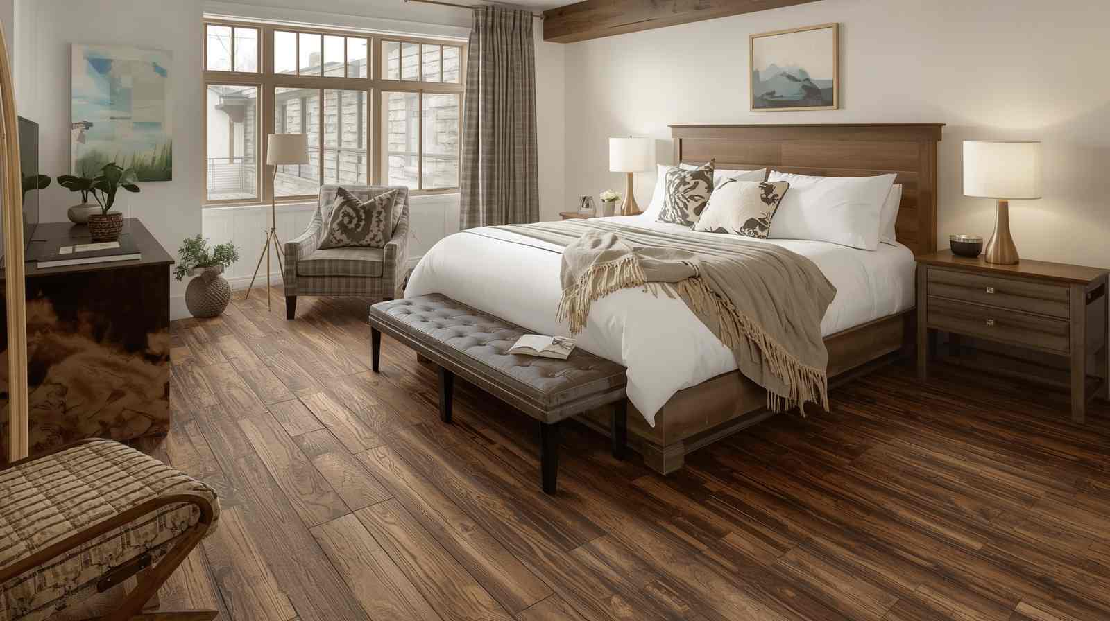 Rustic Wood-Look Tiles for Warmth