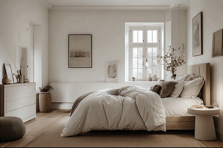 Scandinavian White Bedroom Design