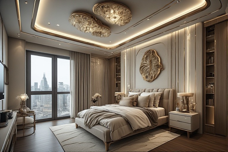 Sculptural POP Luxury Ceiling Design in Bedroom