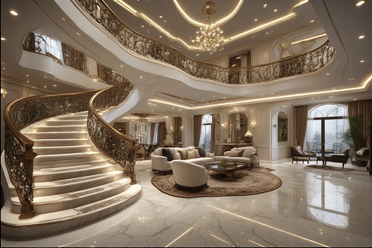 Luxury House Interior For Sculptural Staircases