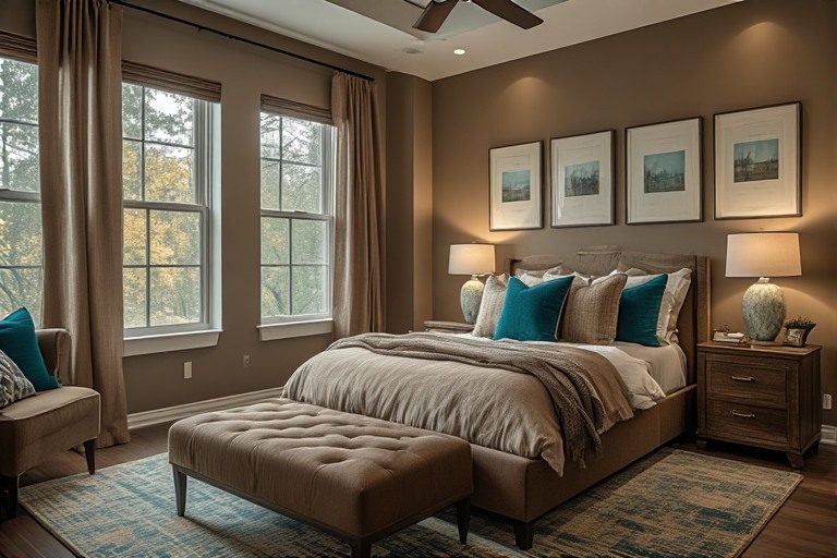 Serene Brown and Teal kitchen colour combination