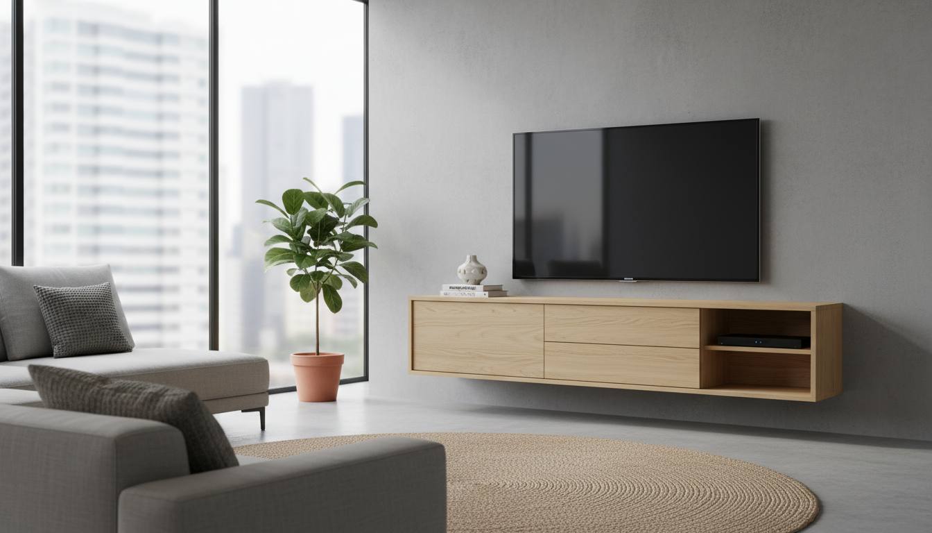 Simple TV cabinet design for minimalist spaces with clean lines and modern aesthetics