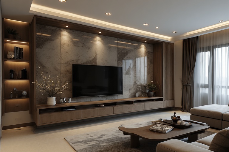 Sleek Built-in TV and Entertainment Units for a Streamlined and Contemporary Living Room