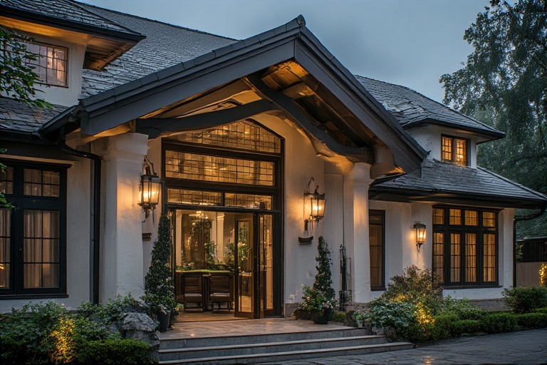 Sloped Roof House Portico Design
