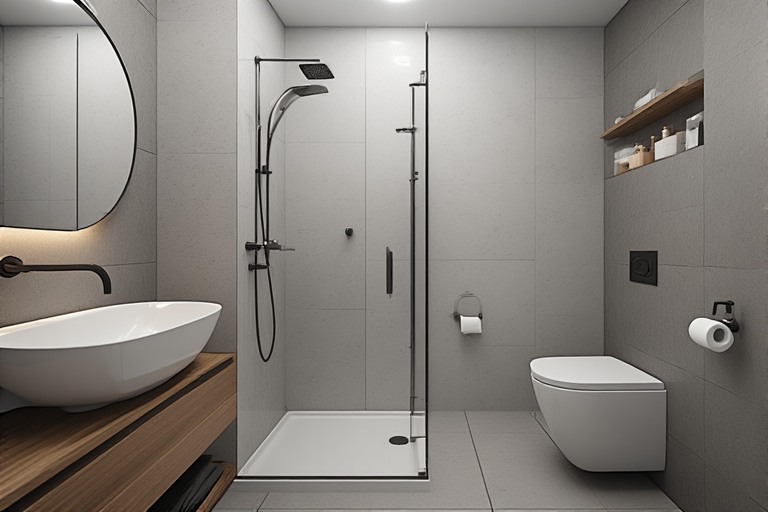 Grey and White Bathroom Tiles for Small Bathroom