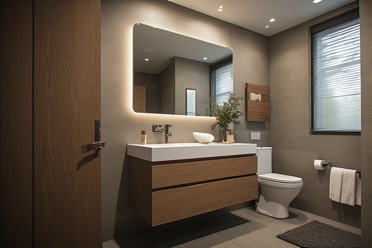 Small bathroom interior design with space saving fixtures