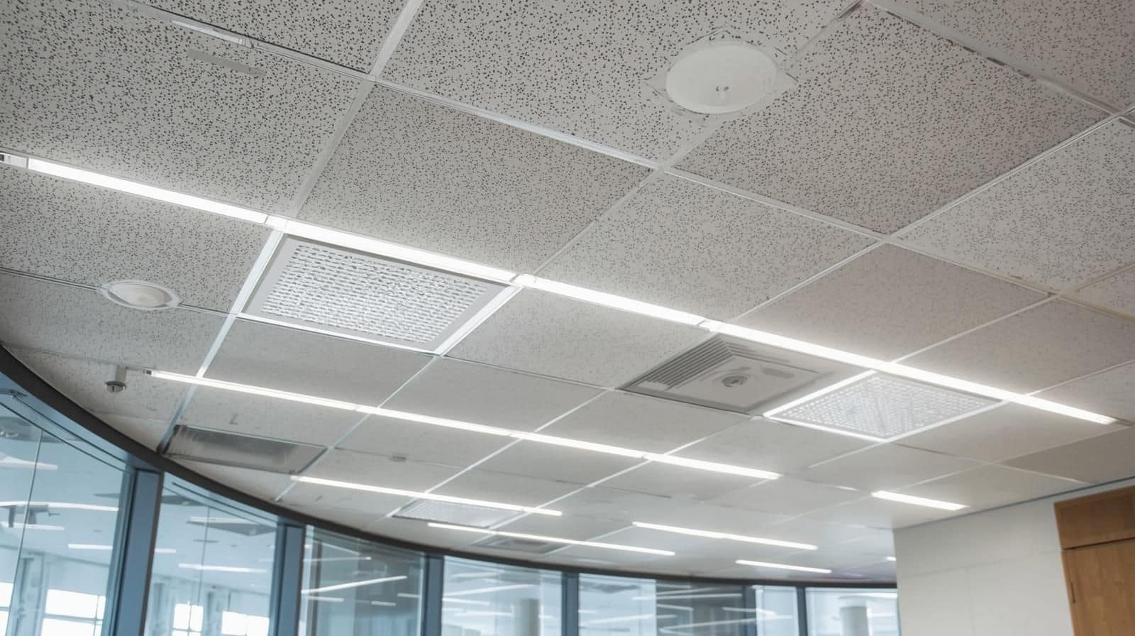 Smart Ceiling Systems with Tile Textures.