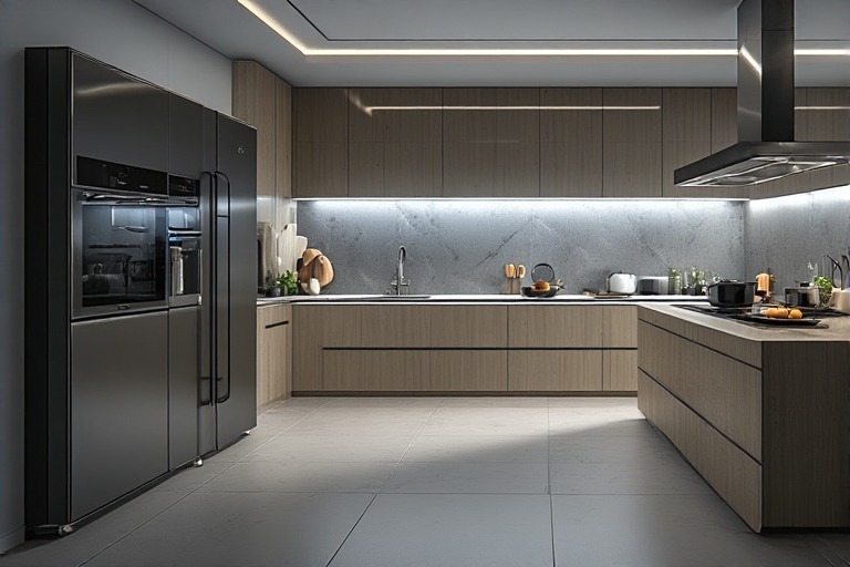 Smart kitchen design with integrated tech.