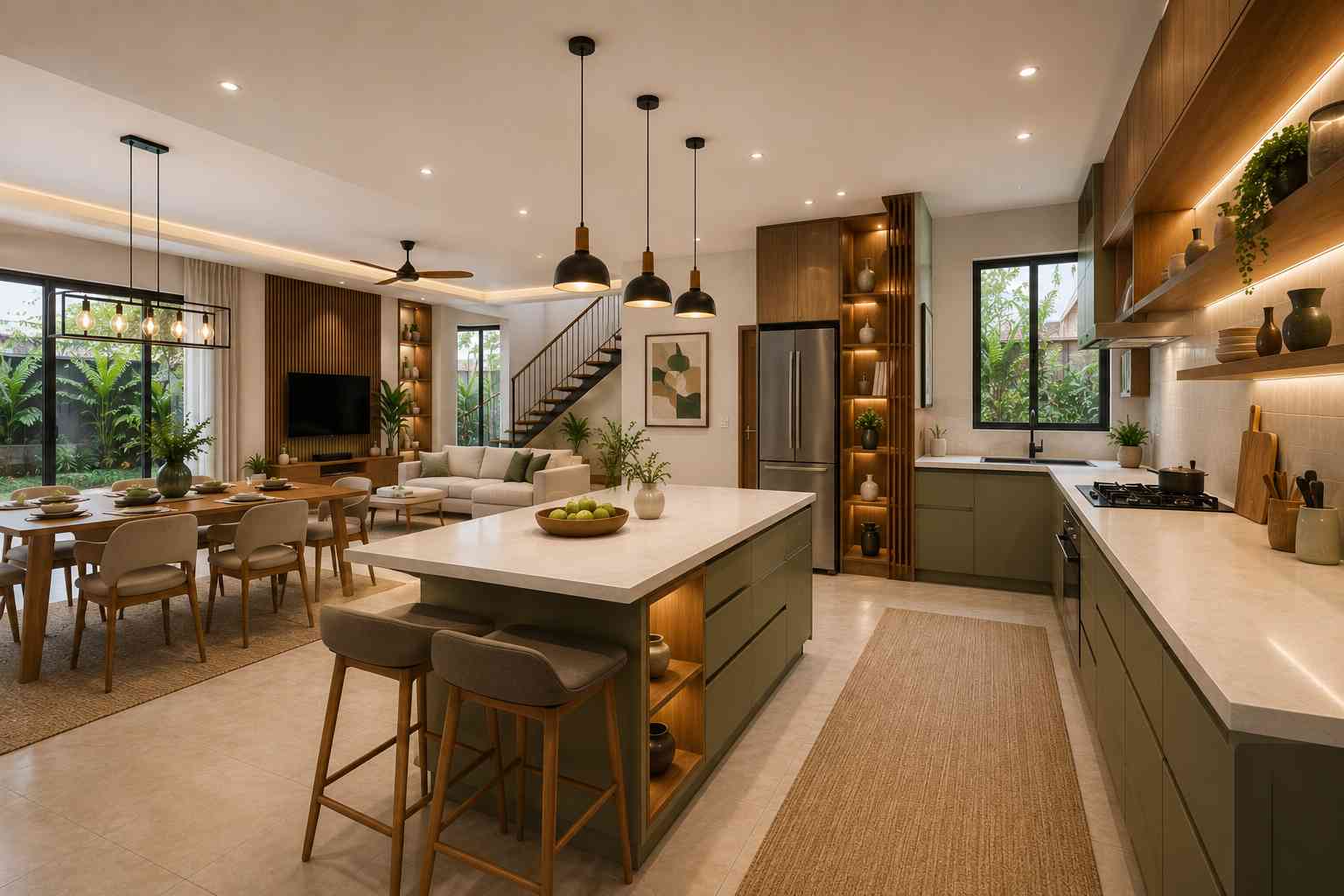 Ground Floor Home Design with Smart Kitchen