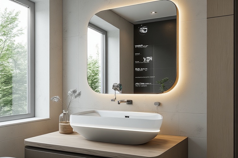 Smart Mirrors with Digital Functions for Modern and High-Tech Bathroom Design