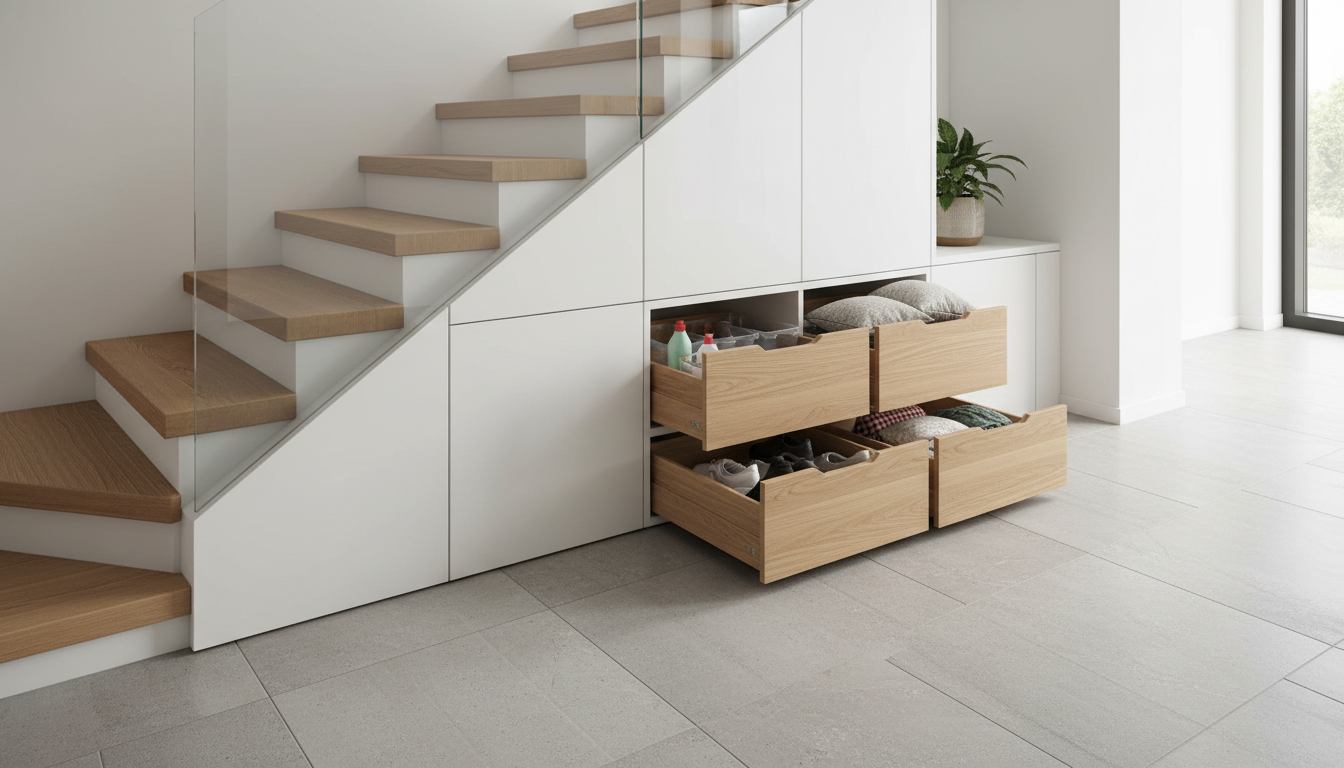 Pull out storage cabinets for under stairs design ideas