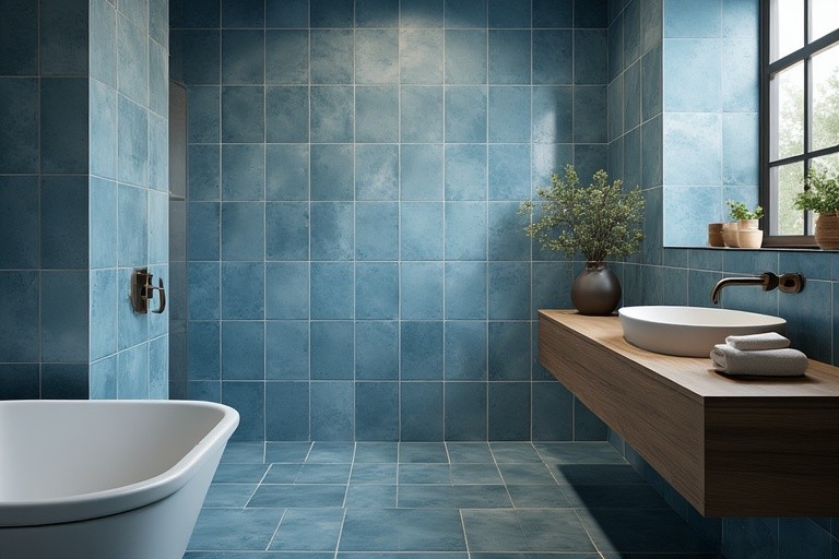 Soft Blue Hues for a Serene, Minimalistic Bathroom
