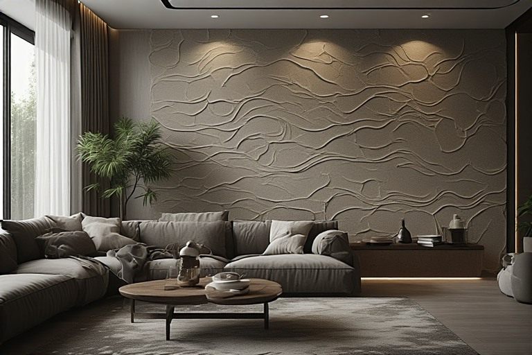 Textured wall design for hall