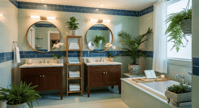 Spa Inspired Green and Blue Marble Design
