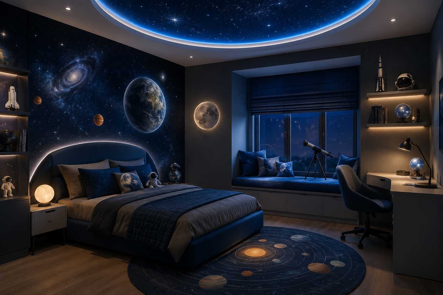 Space-Themed Kids Bedroom Design