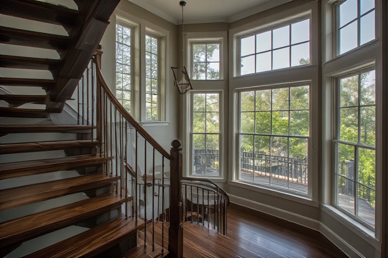 Stacked Windows Staircase Window Design