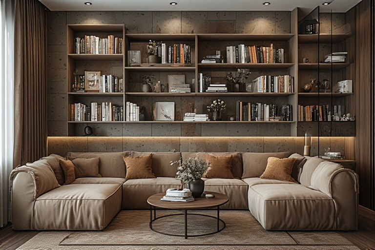 Bookshelves Unit Corner Decoration Ideas for Living Room