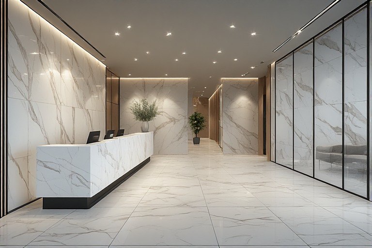 Statement reception area with premium office interior design