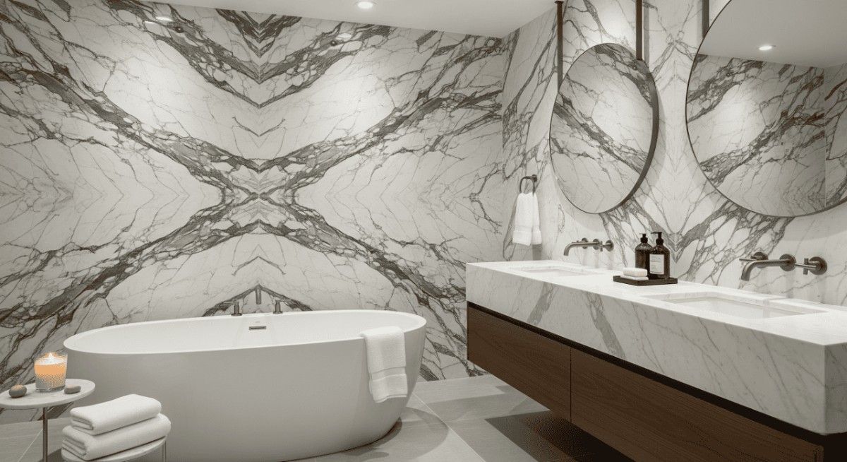 Book Matched Marble Statement Wall Design
