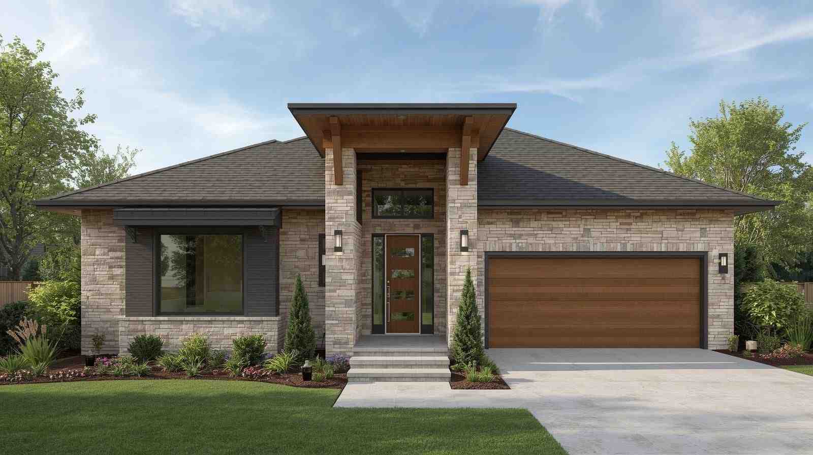 Stone + wood mixed material elevations