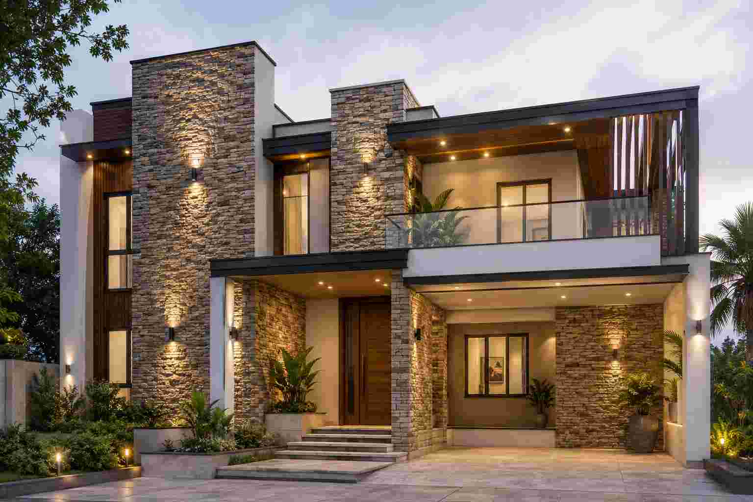 Stone cladding 3d elevation design