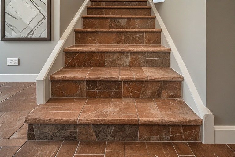Stone look anti skid vitrified rough tiles for stairs