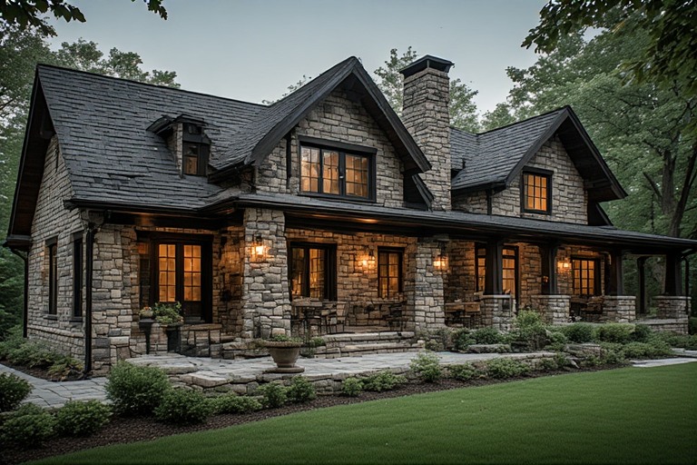 Stone Wall Rustic House Design
