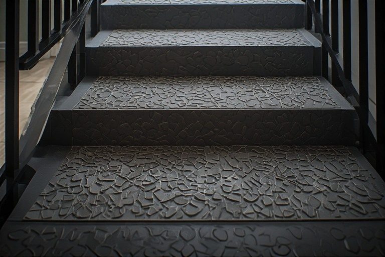 Structured geometric pattern rough tiles for stairs