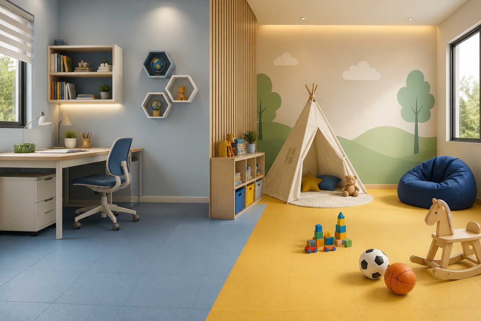 Kids Bedroom Design with Play Zone Integration