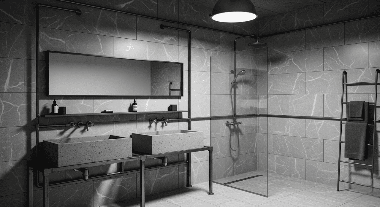 Subtle Sophistication with Grey Marble Tiles