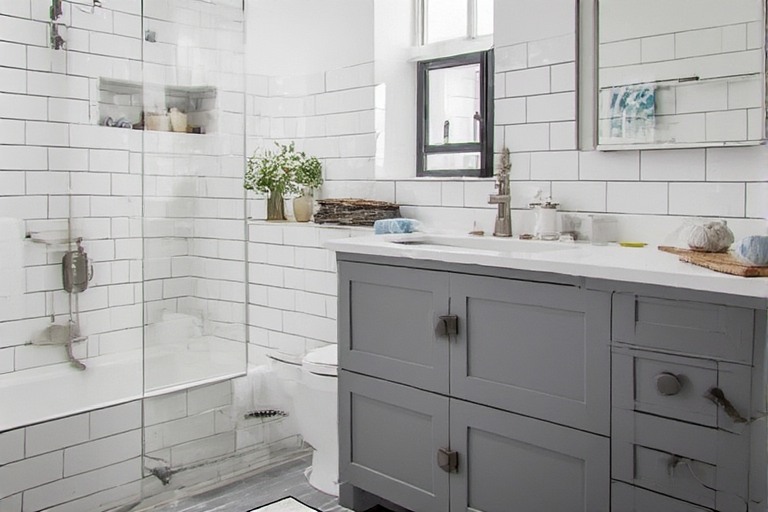 Subwat Grey and White Bathroom Tiles