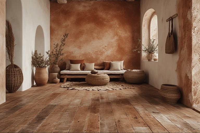 Terracotta & Warm White with Rustic Wood-Effect Tiles