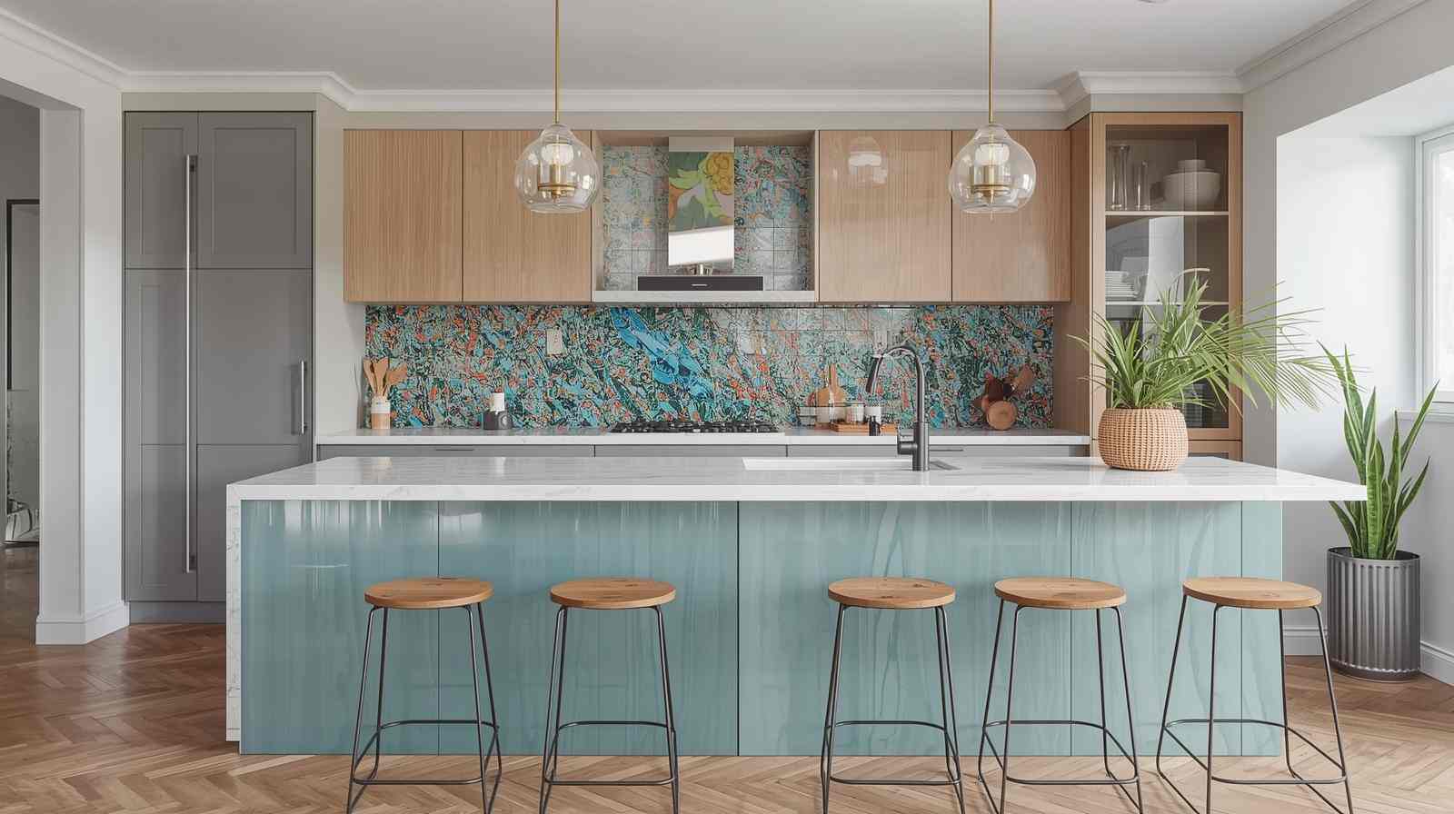 Terrazzo Tiles for a Retro-Inspired Kitchen Partition Design