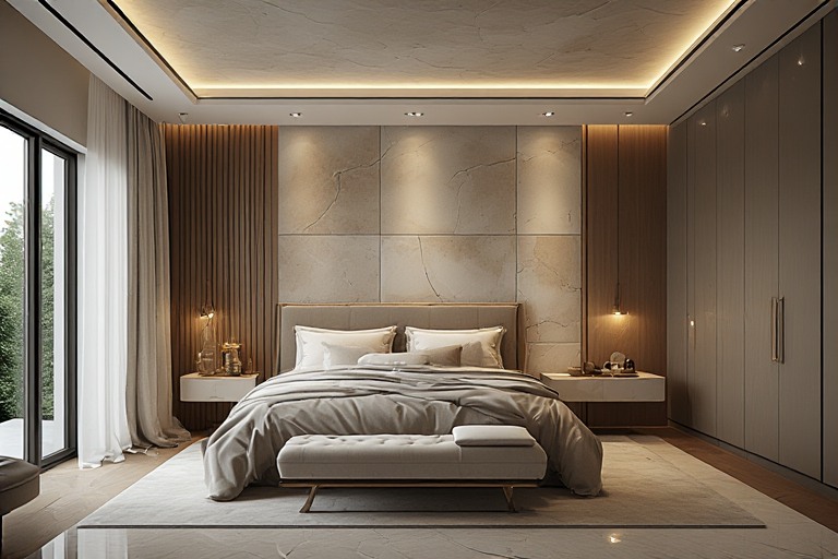 Textured Ceilings with Bedroom Tiles