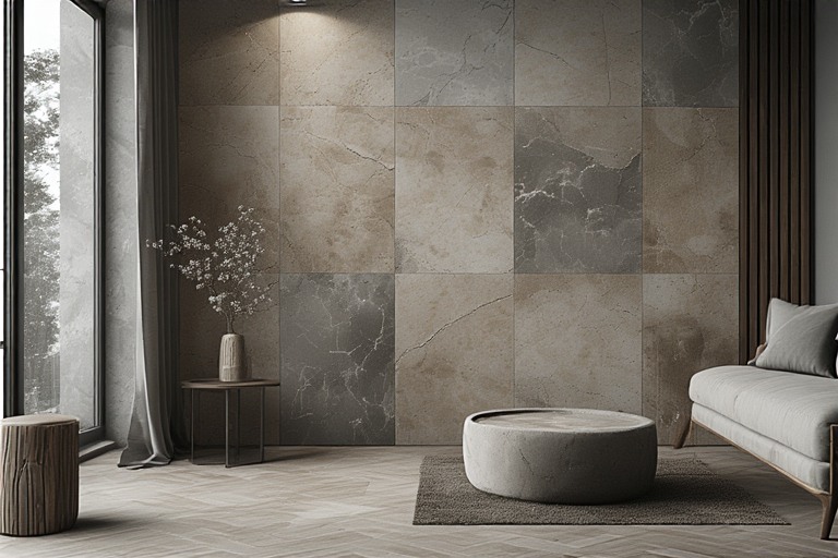 Textured Grey and Beige Tile Combination