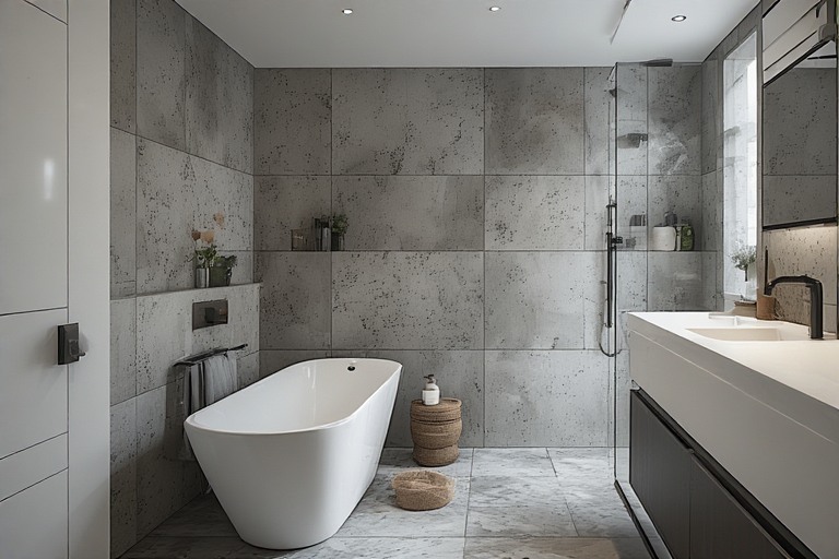 Textured Grey and White Bathroom Tiles