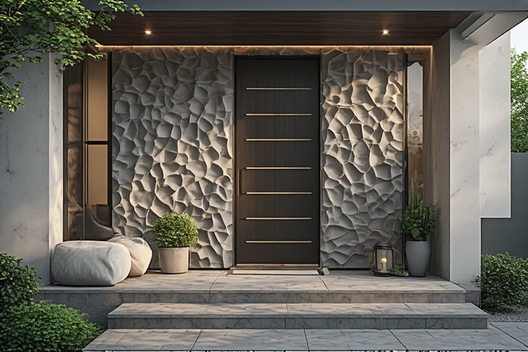 Textured Portico Wall Tiles Design