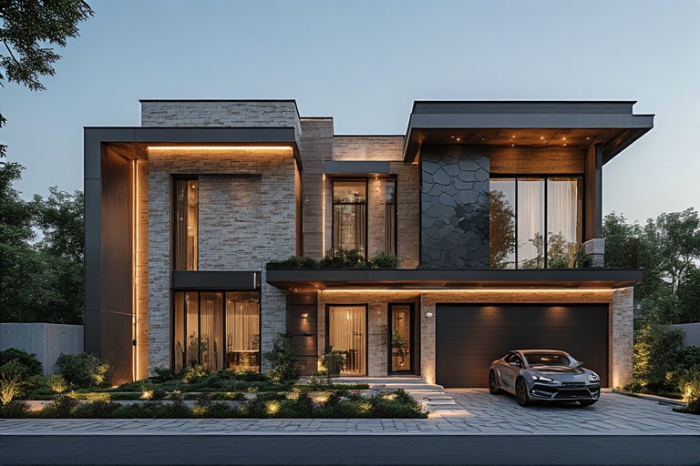 House Front Wall Design For Textured Wall