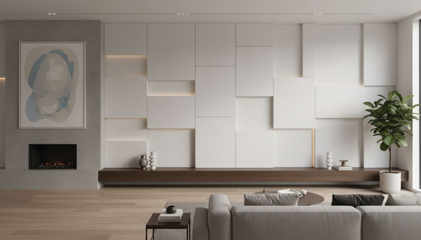 Textured home wall design for living room depth