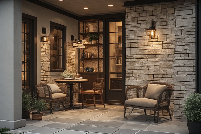 Reading Nook with Warm Toned Living Room Tiles