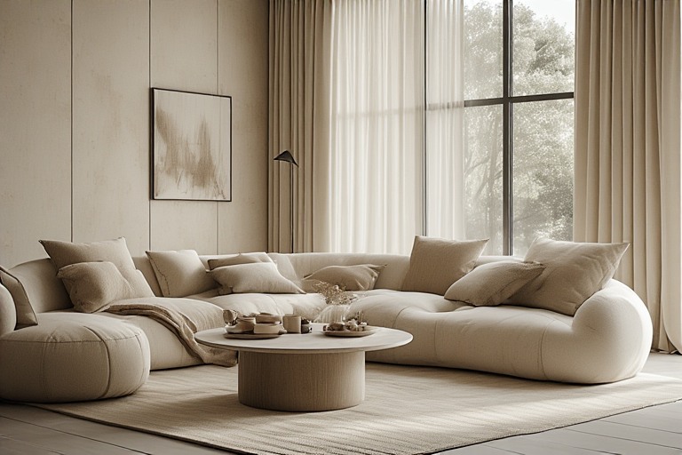Tone-on-Tone Luxury Living Room Interior